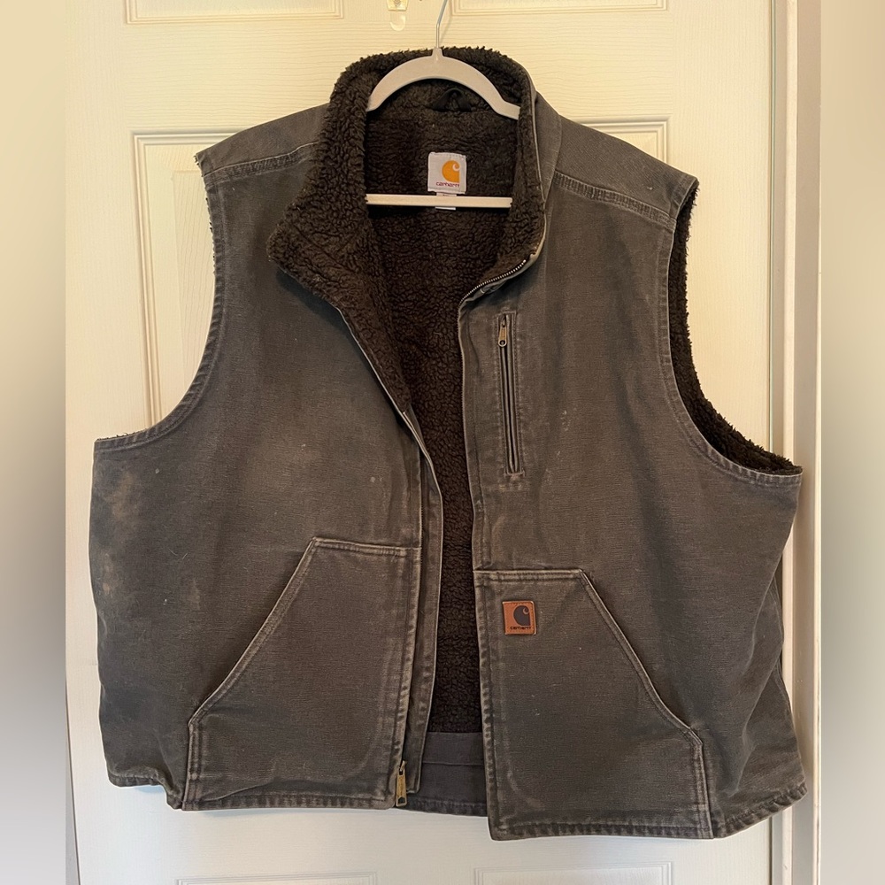 Carhartt Duck Sherpa Lined Vest 2XL Brown